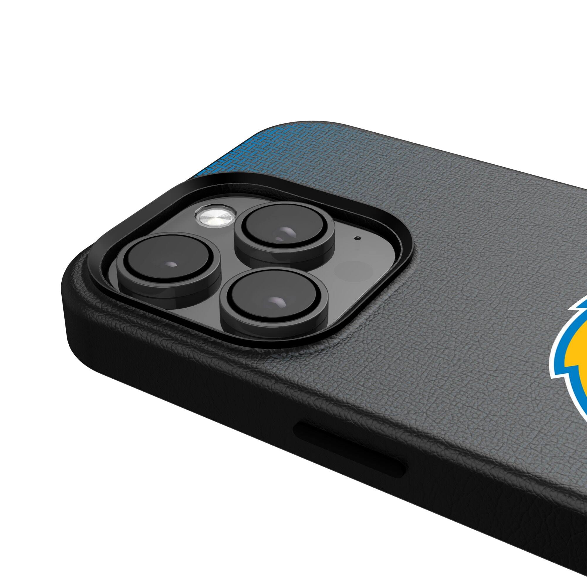Alt View 3. Keyscaper - Los Angeles Chargers Linen Logo iPhone Magnetic Bump Case - 14 - Black.