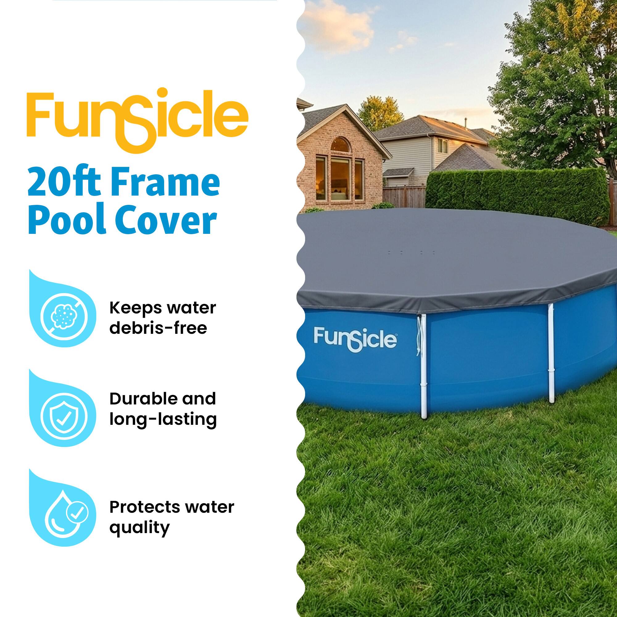 FunSicle 20ft Frame Pool Cover Keeps water debris-free Durable and long-lasting Protects water quality