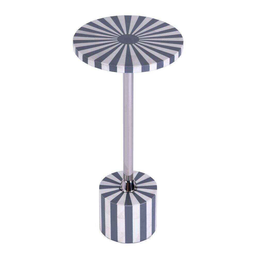 Alt View 1. Butler Specialty - Zane Brass and Bone Inlay Side Round Side Table - Gray And White.