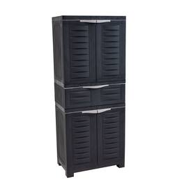 Sunnydaze - Storage Cabinet with 2 Adjustable Shelves and Drawer - Charcoal