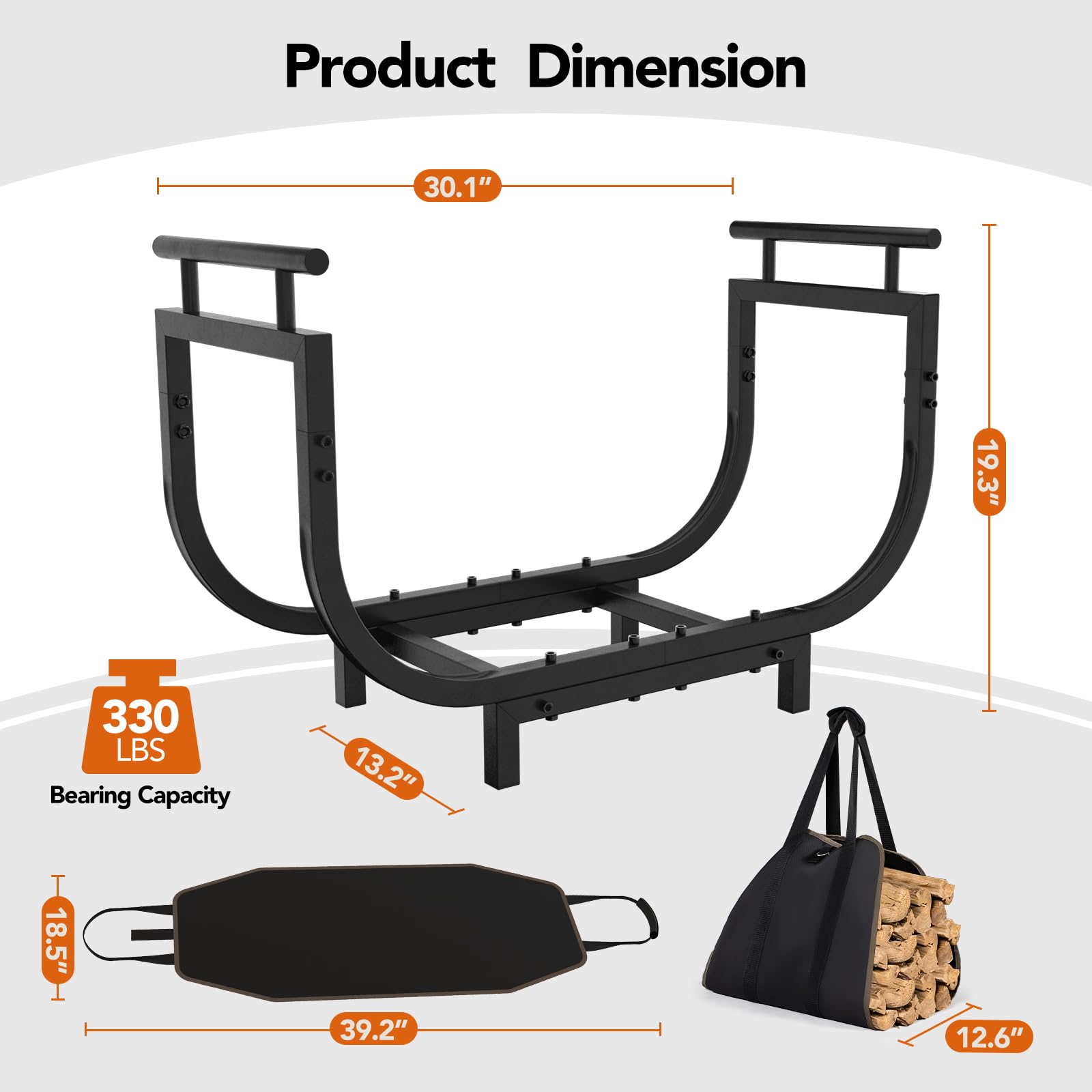 Product Dimension

- Width: 30.1"
- Height: 19.3"
- Depth: 13.2"
- Length: 39.2"
- Seat Width: 18.5"
- Bag Height: 12.6"

Bearing Capacity: 330 LBS