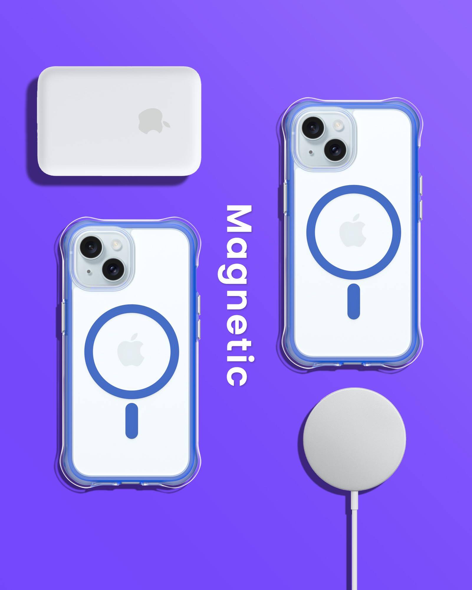 Alt View 6. Ornarto - ORNARTO Air Case for iPhone 15 Clear, Compatible with MagSafe, Military-Grade Drop Protection Case - Blue - Blue.