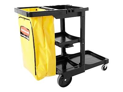 Alt View 3. RubberMaid - Rubbermaid Janitorial 3-Shelf Cleaning Cart with Bag (FG617388BLA) - Black.