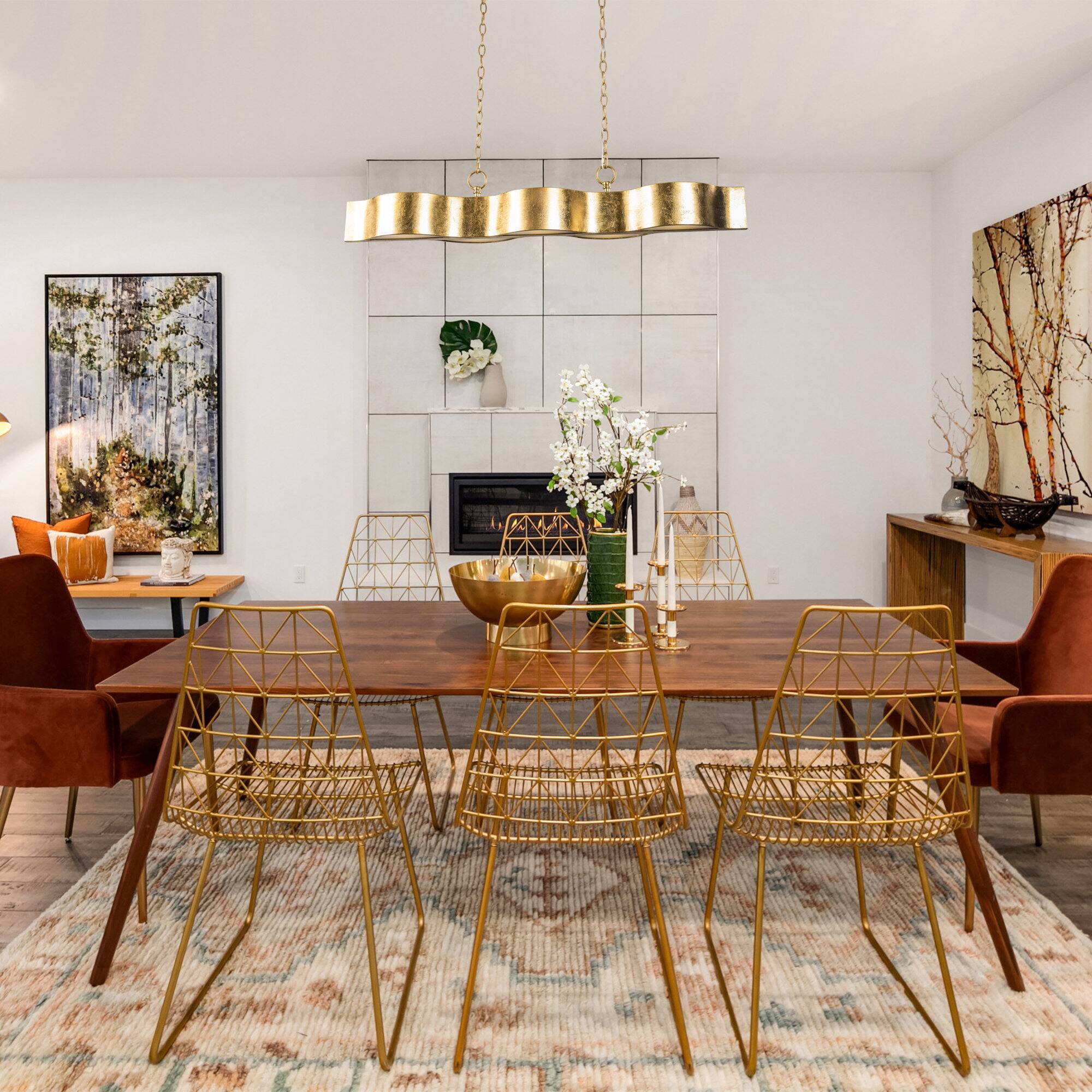 Left. Parrot Uncle - 39.4 in. 5-Light Antique Gold Hanging Kitchen Island Chandelier Pendant Light - Gold.