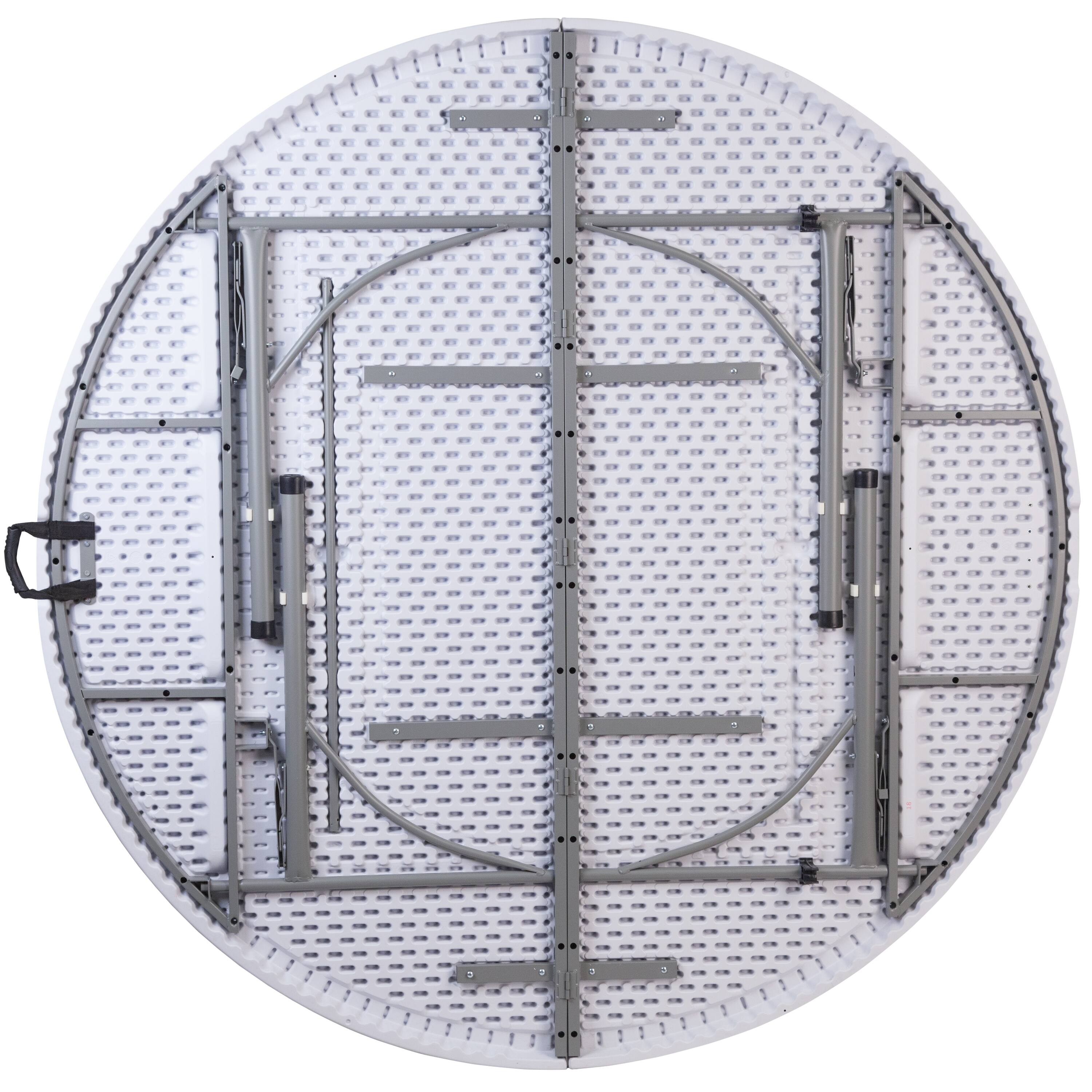 Alt View 5. Emma + Oliver - 5.89-Foot Round Bi-Fold Plastic Banquet and Event Folding Table with Carrying Handle - Granite White.
