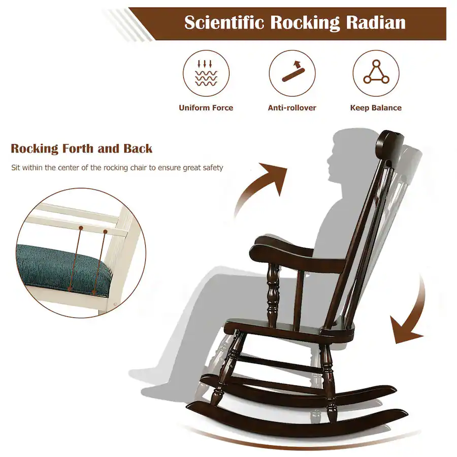 Single Rocking Chair Gymax Wooden Rocking Chair Single Rocker Indoor Garden Patio Yard ...
