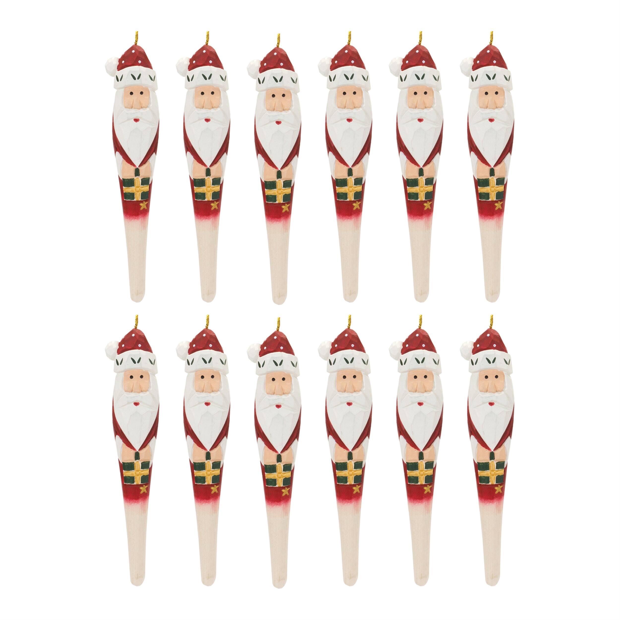 Left. BreeBe - Santa Drop Ornament (Set of 12) - Red, White, Green.