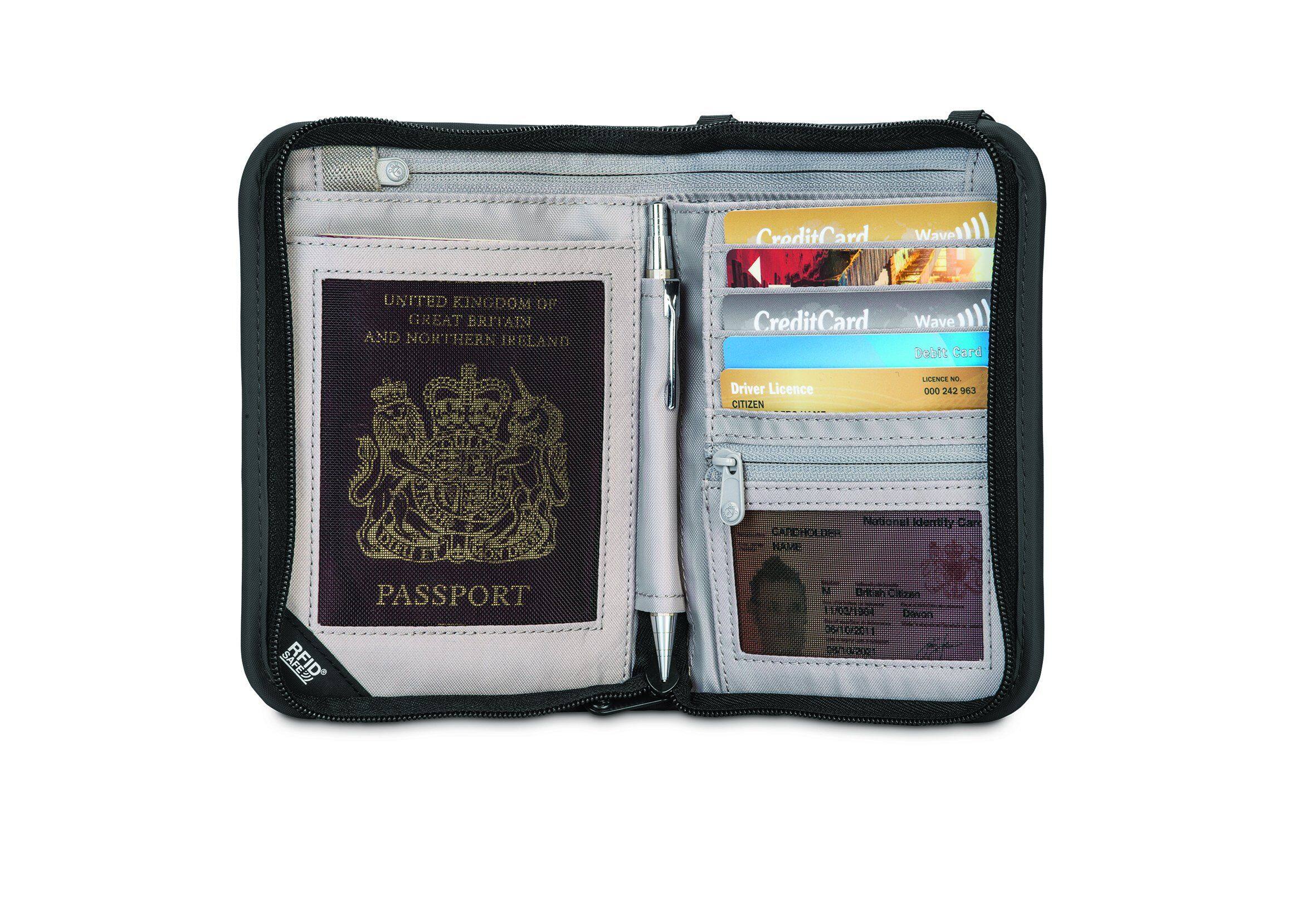 Pacsafe RFIDsafe V150 Anti Theft Compact Passport Wallet Black PAC
