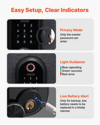Vevor Fingerprint Door Lock Set Electronic Biometric Knob Keyless Entry Door Lock with Handle Auto Locking One-Time Code Anti-Peeking Password Easy Vevor Fingerprint Door Lock Set Electronic Biometric Knob Keyless Entry Door Lock with Handle Auto Locking One-Time Code Anti-Peeking Password Easy