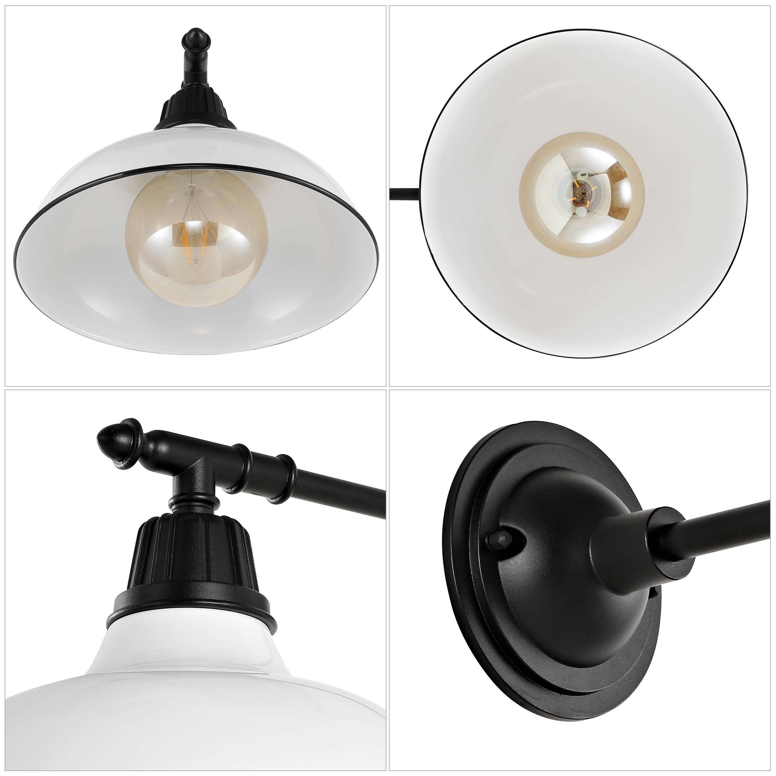 Alt View 4. Jonathan Y - Wallace 12.25" 1-Light Farmhouse Industrial Indoor/Outdoor Iron LED Victorian Arm Outdoor Sconce, White - White/Black.
