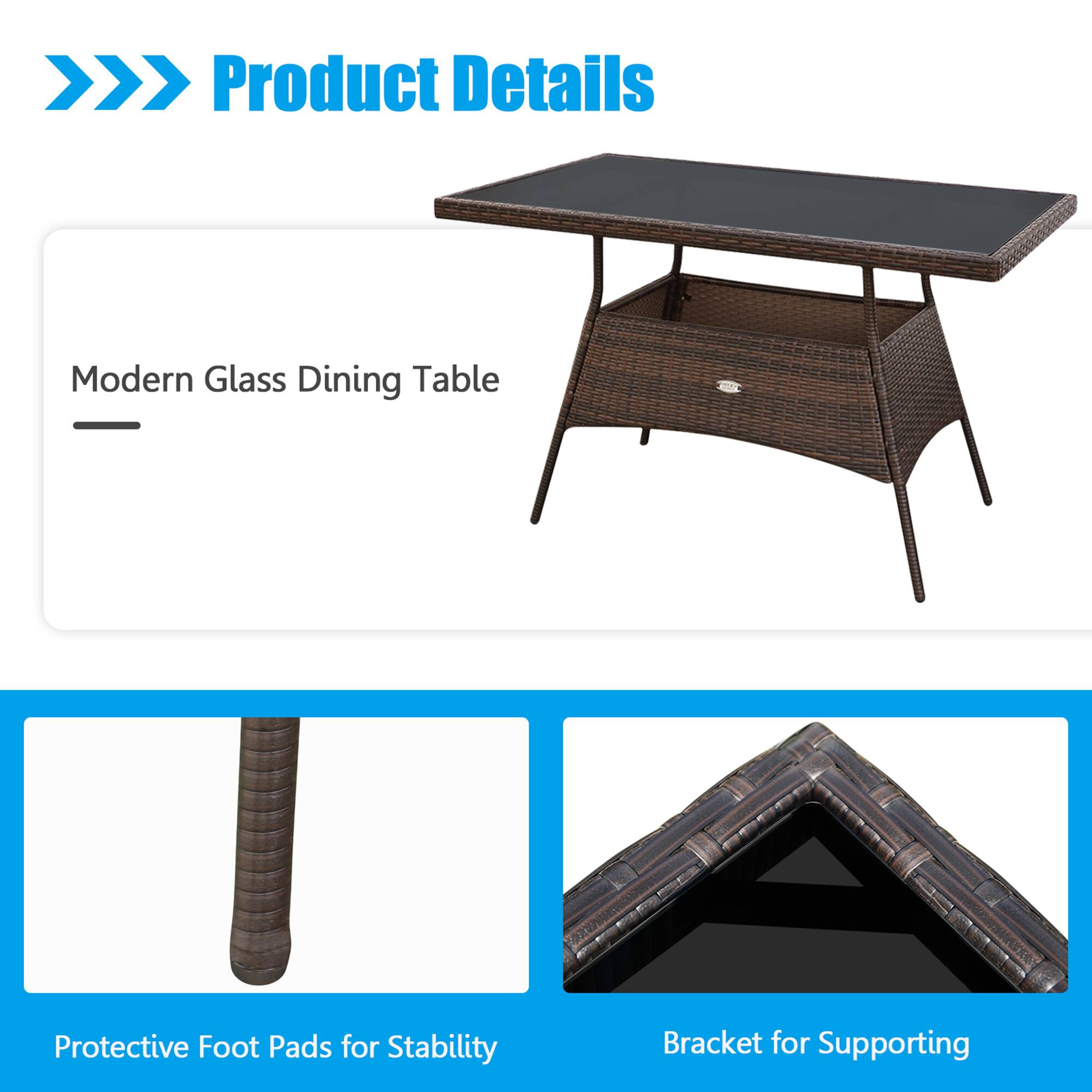 Product Details
Modern Glass Dining Table
Protective Foot Pads for Stability
Bracket for Supporting