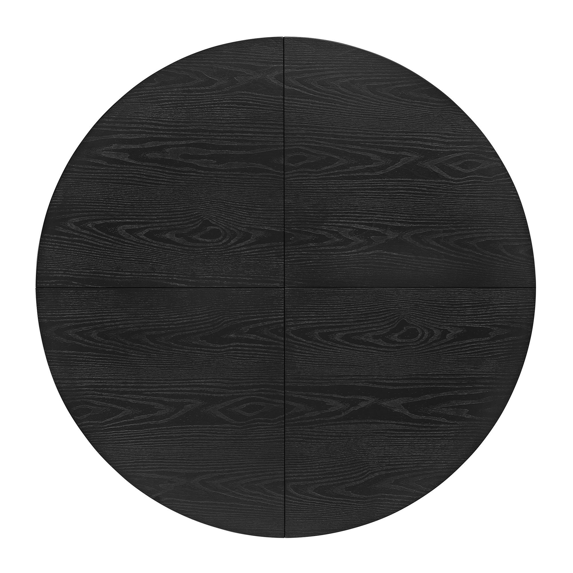Alt View 6. ROME + OAK - ROME + OAK Worton 45" Modern Farmhouse Round Dining Table, Wood Furniture, Black - Black.