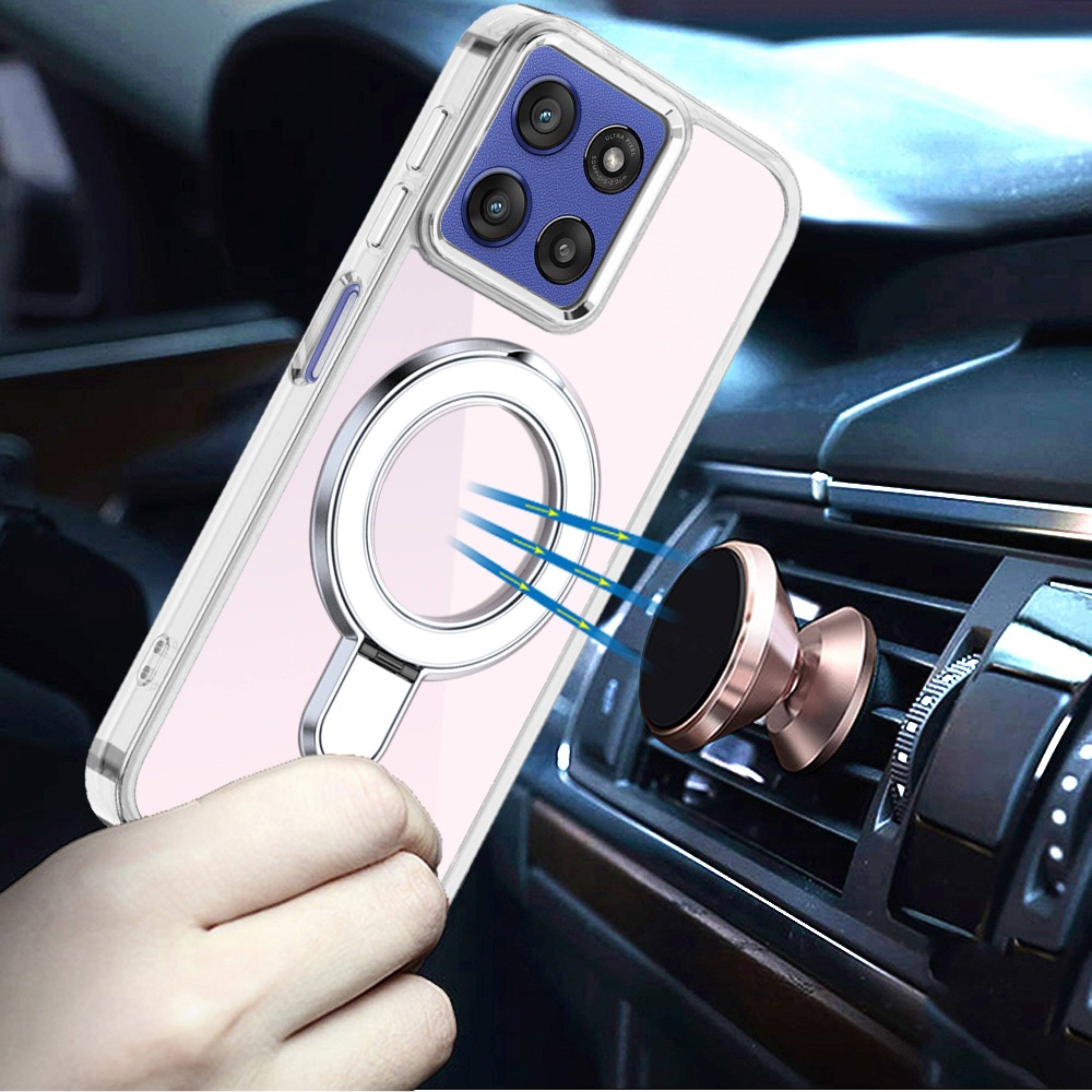 Left. Kitcheniva - Chrome Magnetic Circle Stand Case Plus Tempered Glass For Moto G Stylus 2026/2025 Clear - Clear.