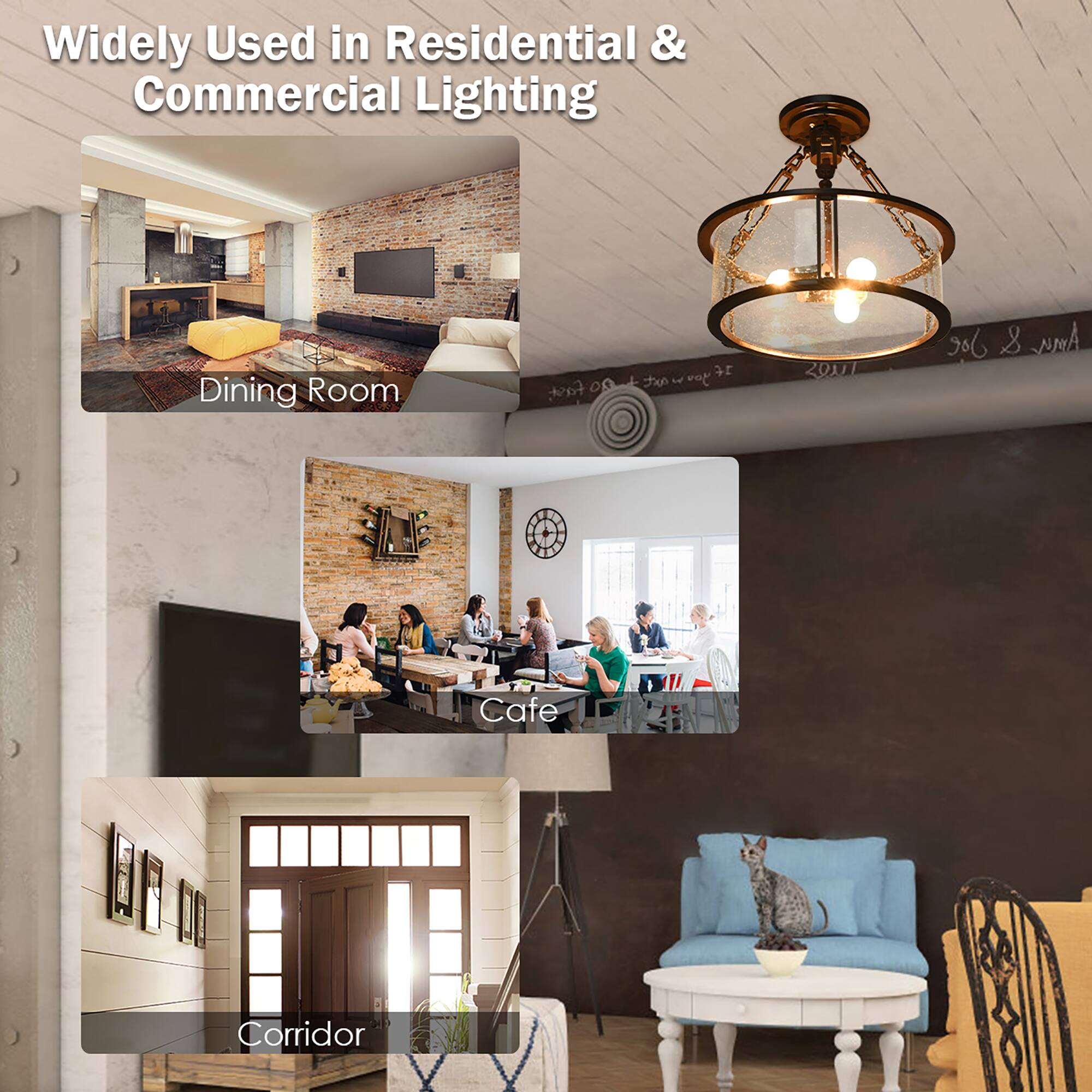 Widely Used in Residential & Commercial Lighting

Dining Room

Cafe

Corridor