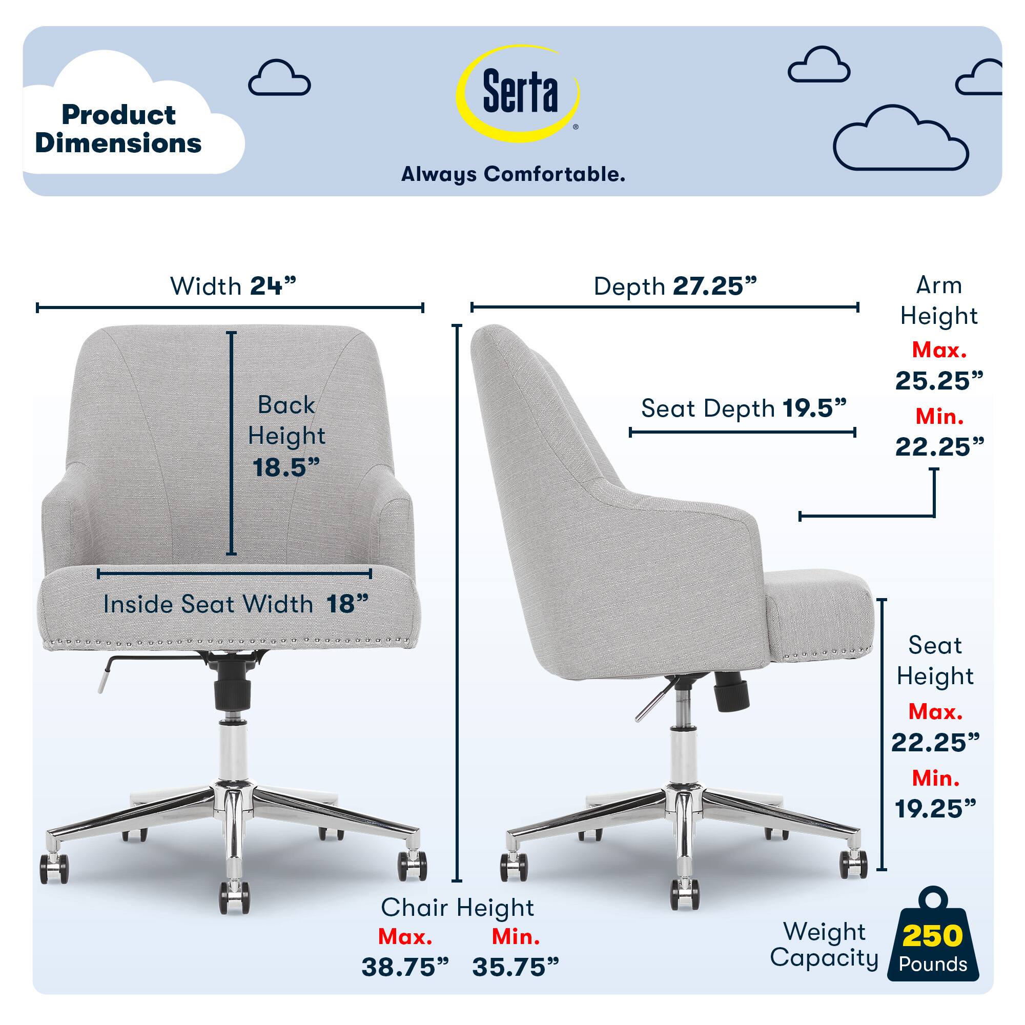 Serta – Leighton Fabric Home Office Chair – Light Gray Sansujyuku sansujyuku.com