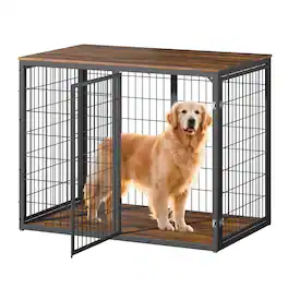Dexmalle - Dexmalle-47'' Dog Crate Dog Cage Furniture with 3 Doors-Brown