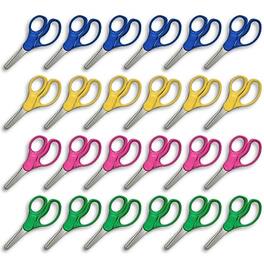 Staples - Teacher Pack 5" Kids Blunt Tip Stainless Steel Scissors, Straight Handle, Right and Left Handed, 24/Pack - Green/Yellow/Pink/Blue