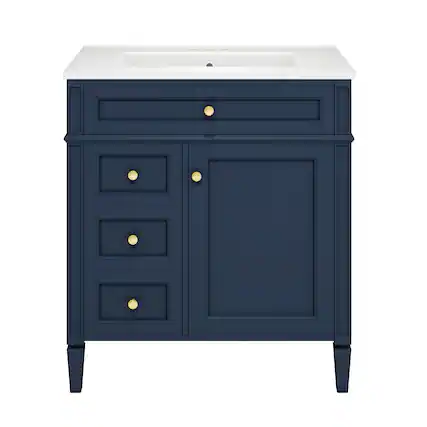 Front. Boyel Living - 30 Inch Bathroom Vanity with Sink Modern Storage Cabinet with 2 Drawers and Tip Out DrawerBlue - Blue.