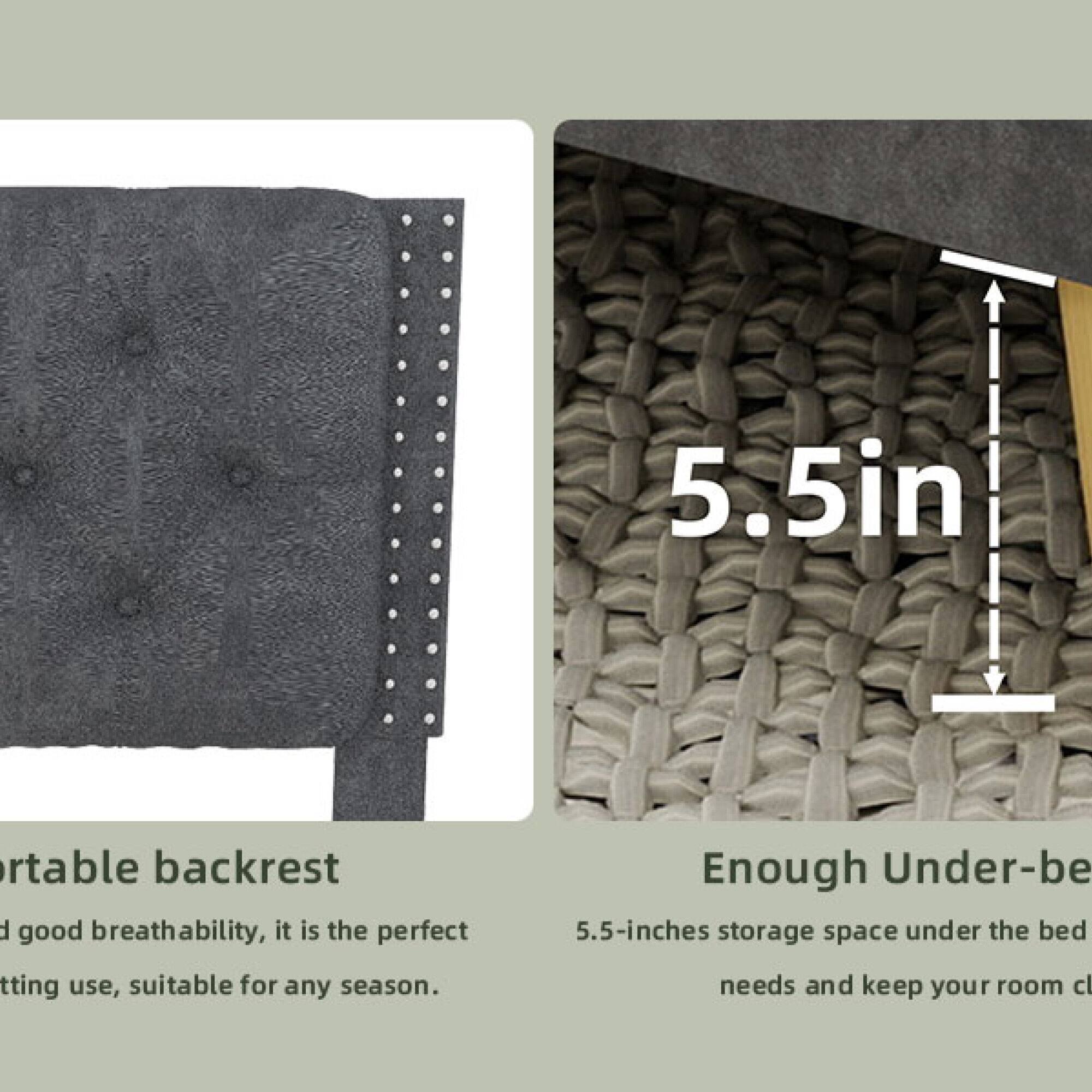 5.5in rtable backrest d good breathability, it is the perfect Enough Under-be 5.5-inches storage space under the bed tting use, suitable for any season. needs and keep your room clean.