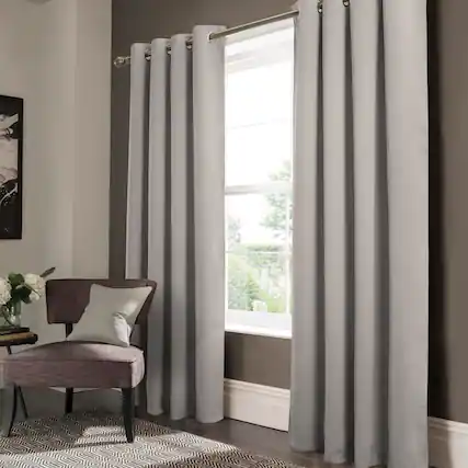 Front. RT Designers Collection - RT Designers Collection Anchorage Blackout Grommet Curtain Panel 54" x 84" Silver - Silver.