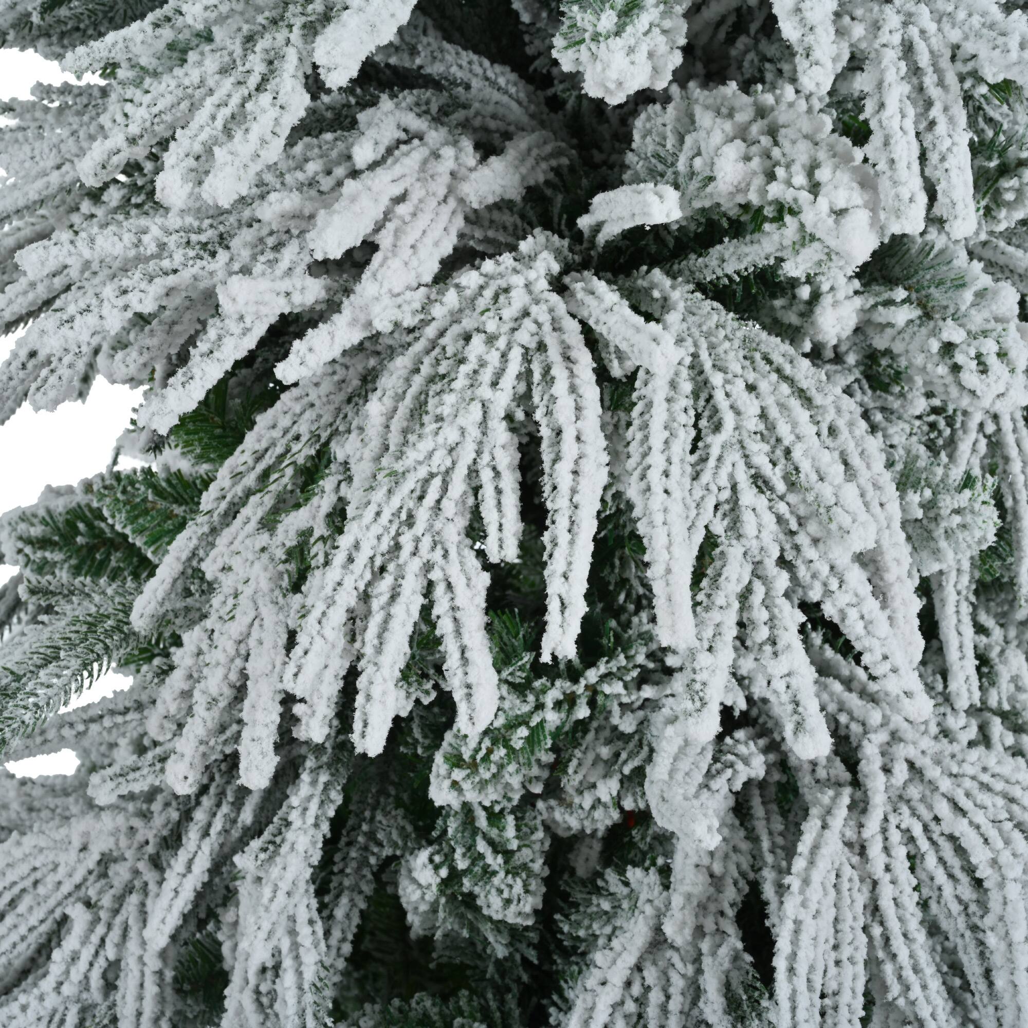 Alt View 2. Spaco - Spaco 7.5FT Prelit Snow Flocked Christmas Tree, 350 RGB LEDs 8 Modes Hinged - Green.