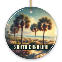OrnamentallyYou - Serene South Carolina Palmetto Beach Scene Ornament, Coastal Christmas Gift and Tropical Keepsake - Multi-colored