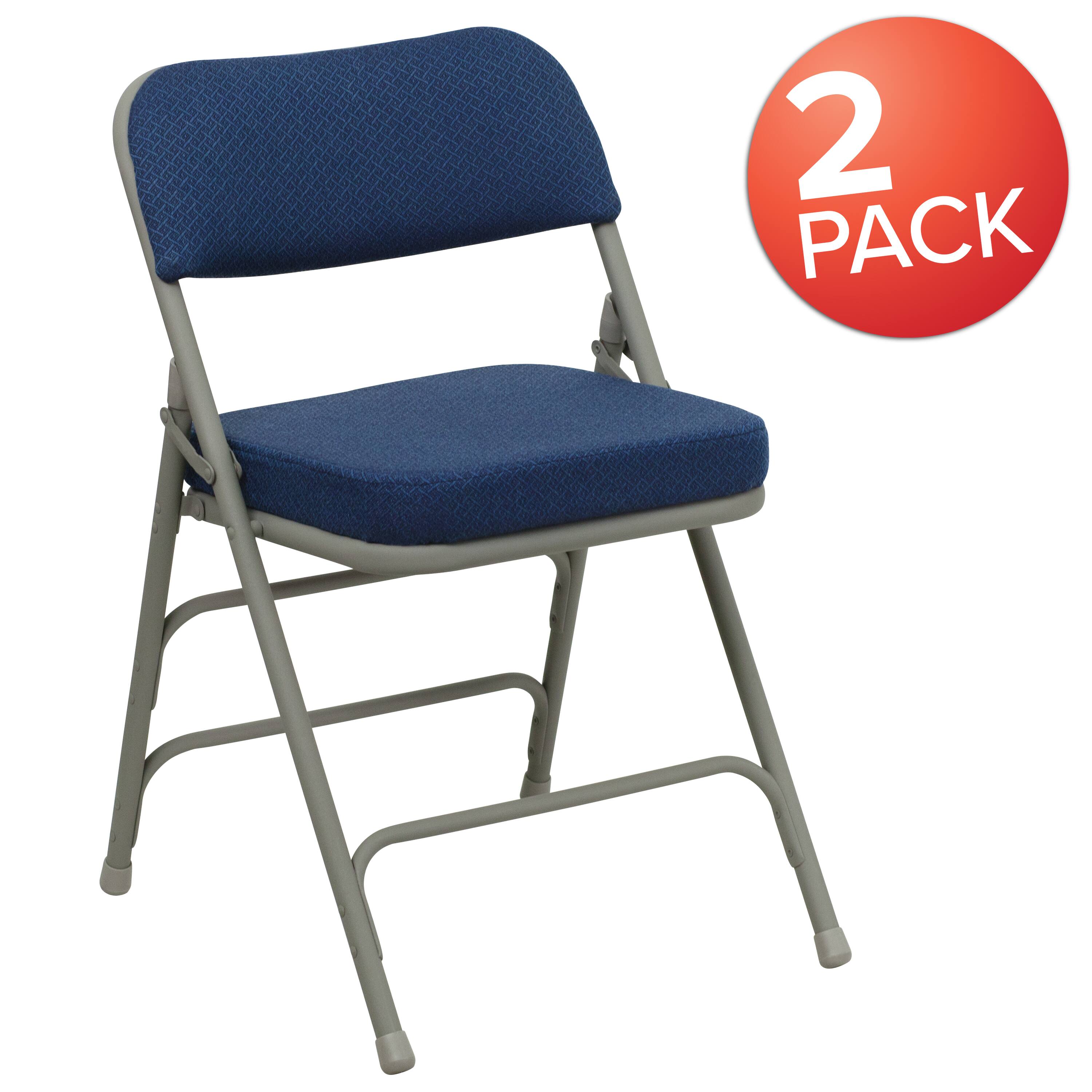 Alt View 1. Emma + Oliver - 2 Pack Home & Office Portable Party Events Fabric Padded Metal Folding Chair - Navy Fabric/Gray Frame.