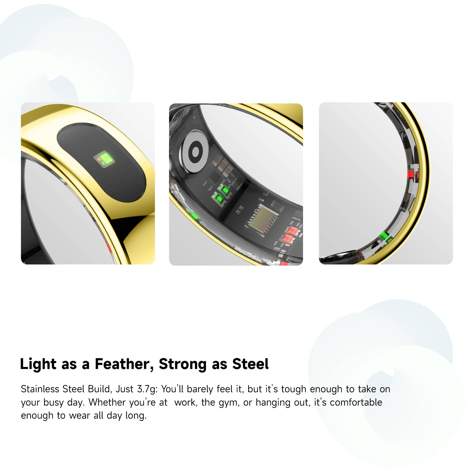 Light as a Feather, Strong as Steel Stainless Steel Build, Just 3.7g: You'll barely feel it, but it's tough enough to take on your busy day. Whether you're at work, the gym, or hanging out, it's comfortable enough to wear all day long.