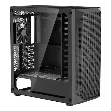 Front. Glintex - PC Gaming Case Mid-Tower Computer Case Airflow Tempered Glass 4x120mm Fans Dust Filter ATX M-ATX ITX 270mm GPU - GTEX906613.