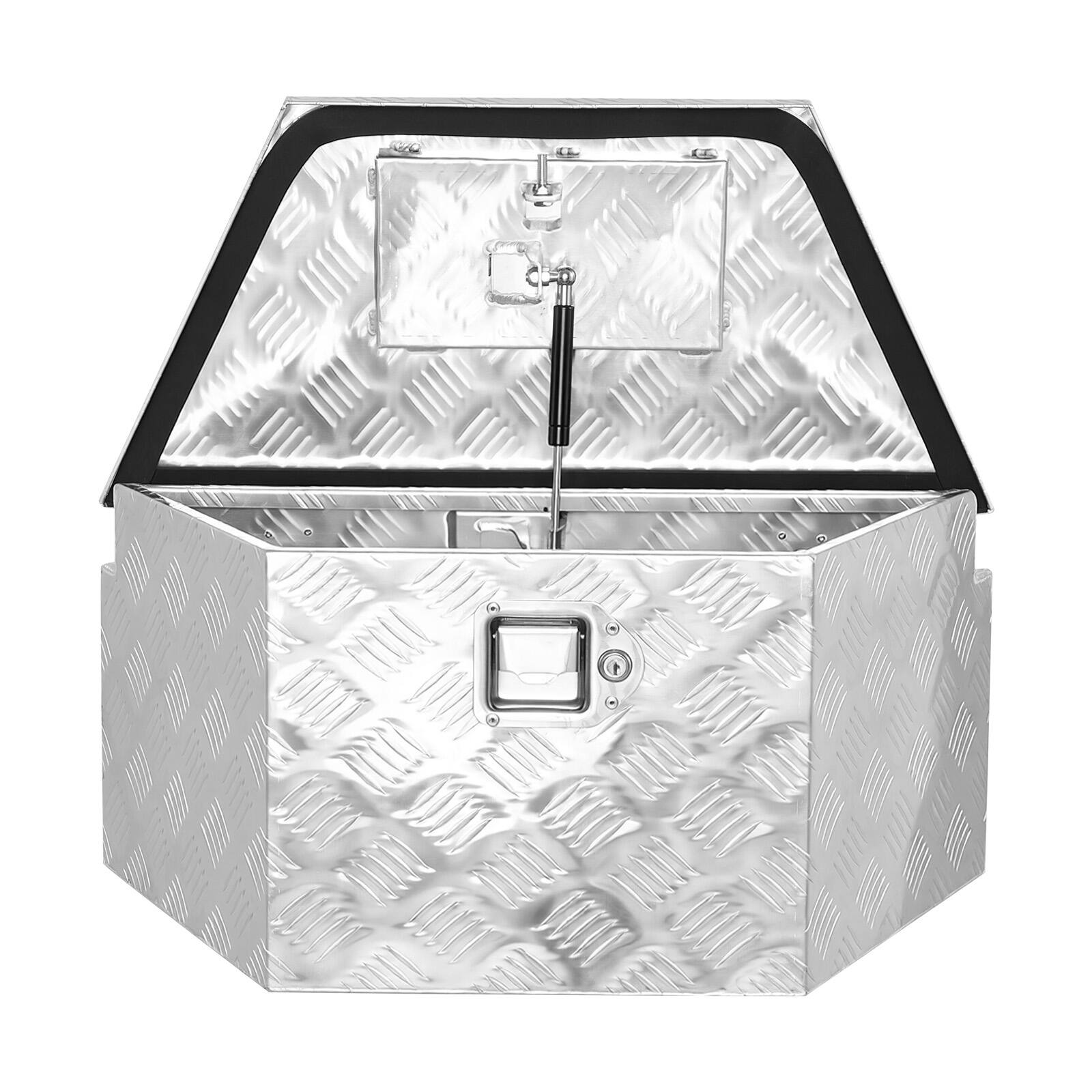 Alt View 5. VEVOR - Trailer Tongue Box, 26" x 13" x 12" Aluminum Trailer Tongue Tool Box, Heavy Duty Storage Organizer with Lock and Keys - Sliver.