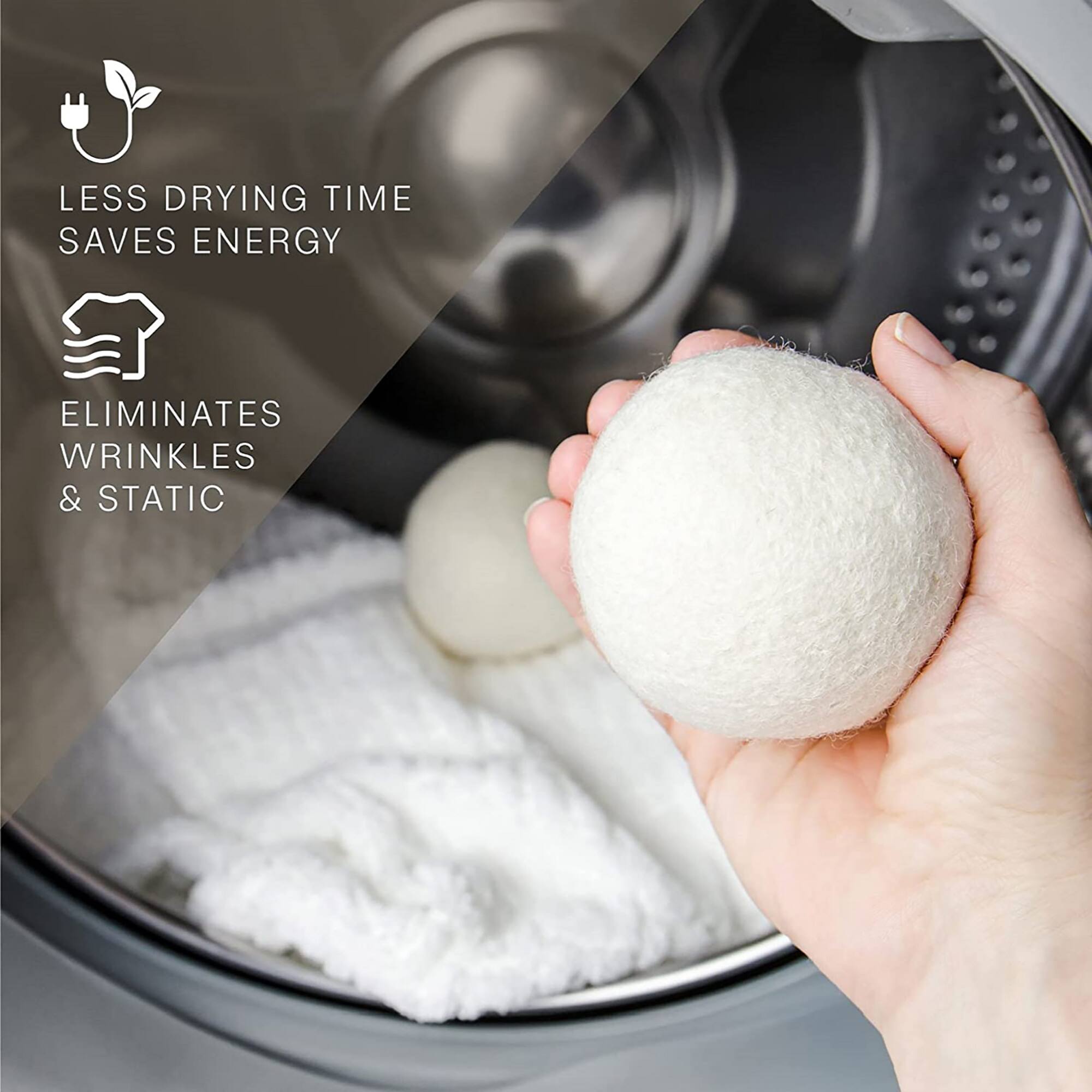 LESS DRYING TIME SAVES ENERGY  
ELIMINATES WRINKLES & STATIC