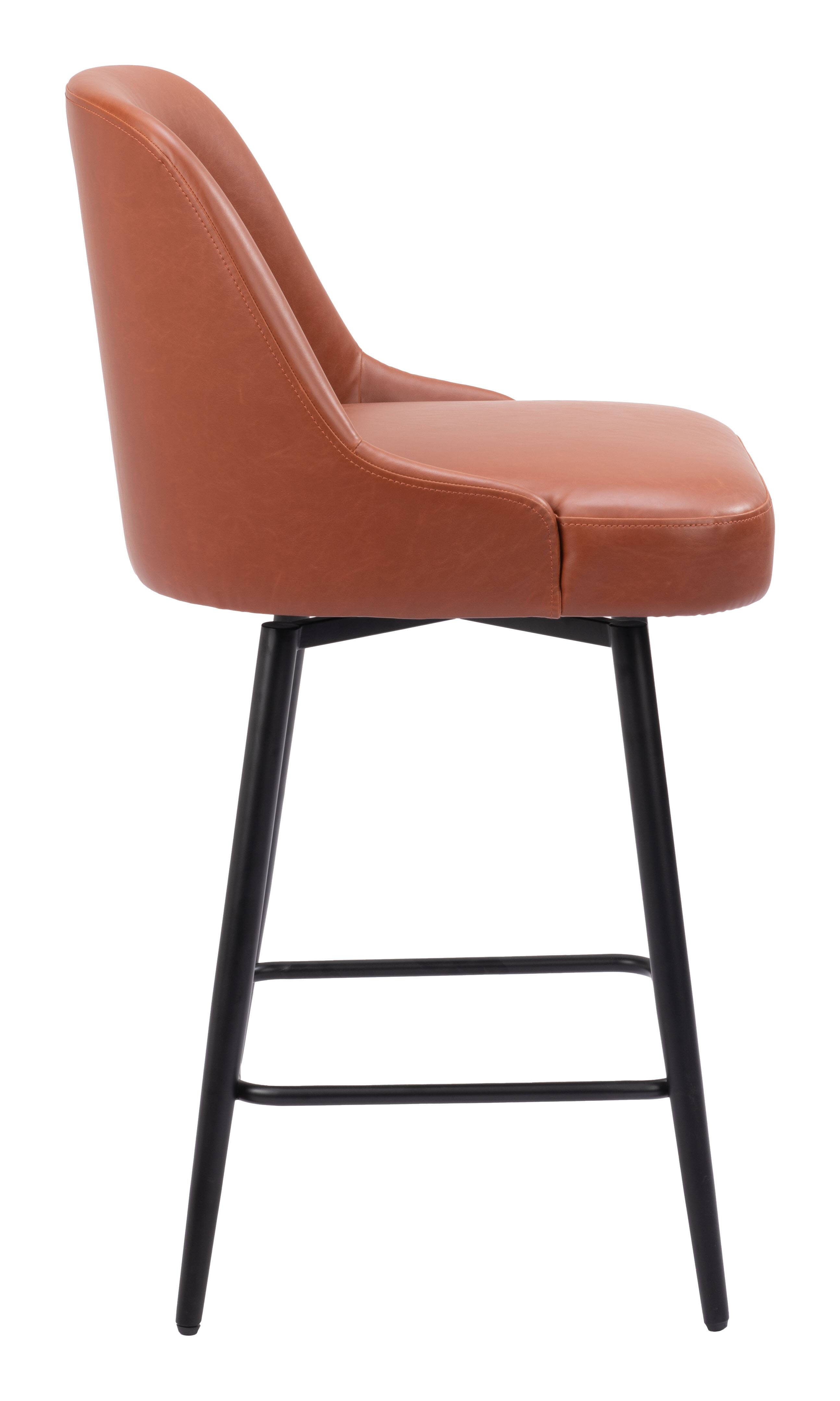 Back. Hivvago - Keppel Swivel Counter Stool Brown - Brown.