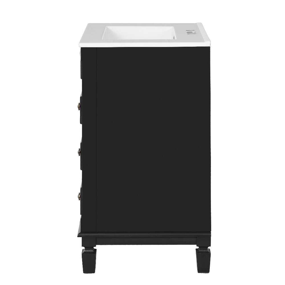 Alt View 9. Loheer - Loheer 24 inch bathroom vanity with sink, small bathroom sink cabinet with 2 drawers, black - Black.