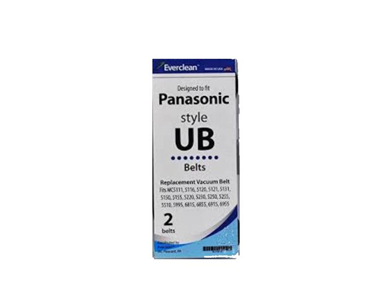 Everclean  
Designed to fit Panasonic style UB Belts  
Replacement Vacuum Belt  
Fits: MC5111, 5716, 5120, 5121, 5131, 5150, 5155, 5220, 5230, 5255, 5510, 5995, 6815, 6855, 6995, 4955  
2 belts