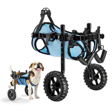 Front. VEVOR - Dog Wheelchair for Back Legs, Adjustable 2 Wheels Pet Wheelchair, Lightweight Dog Cart with Shock-Absorbing Wheels - Black.