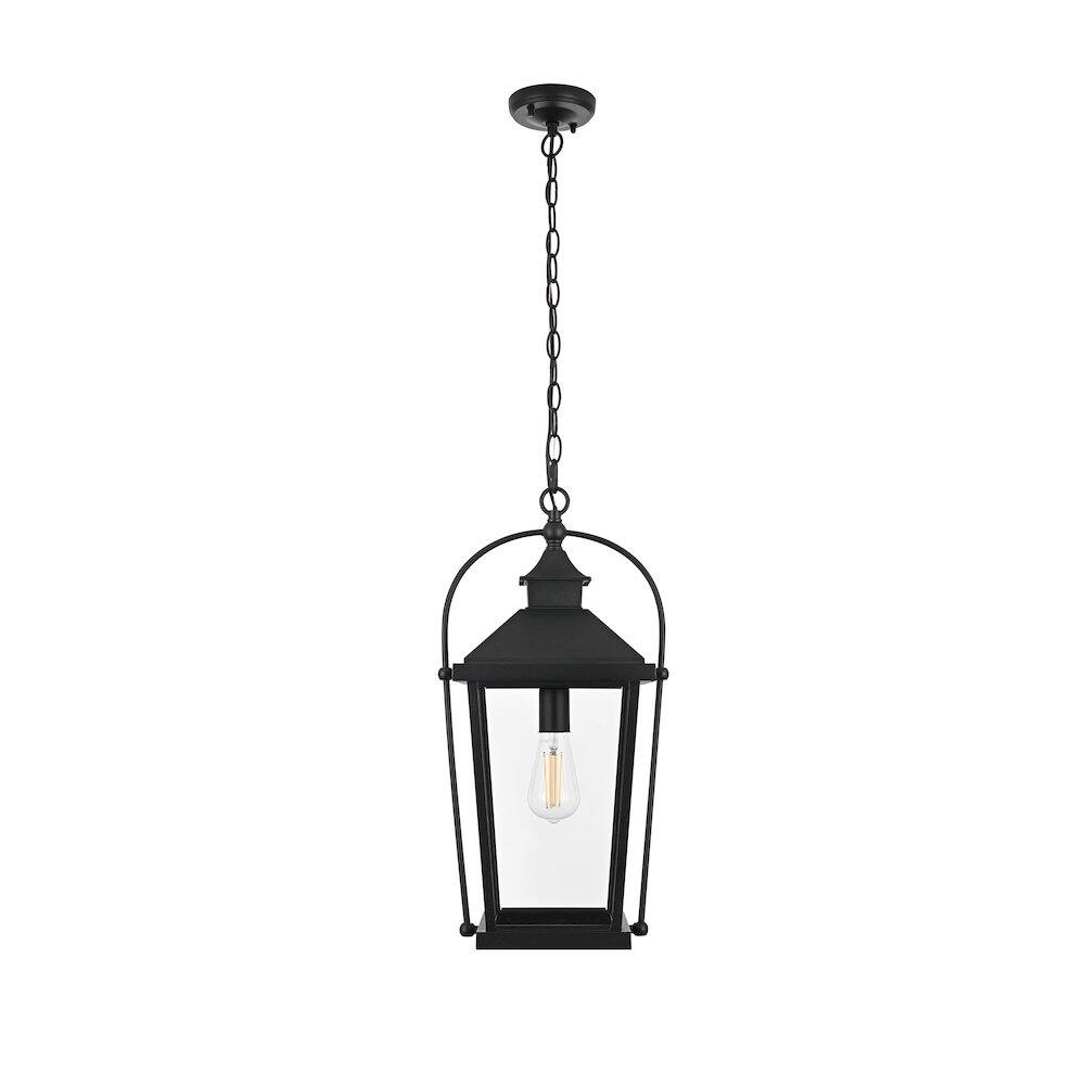 Back. Elegant Lighting - Luz 21 inch Outdoor Pendant in Black - Black And Clear.