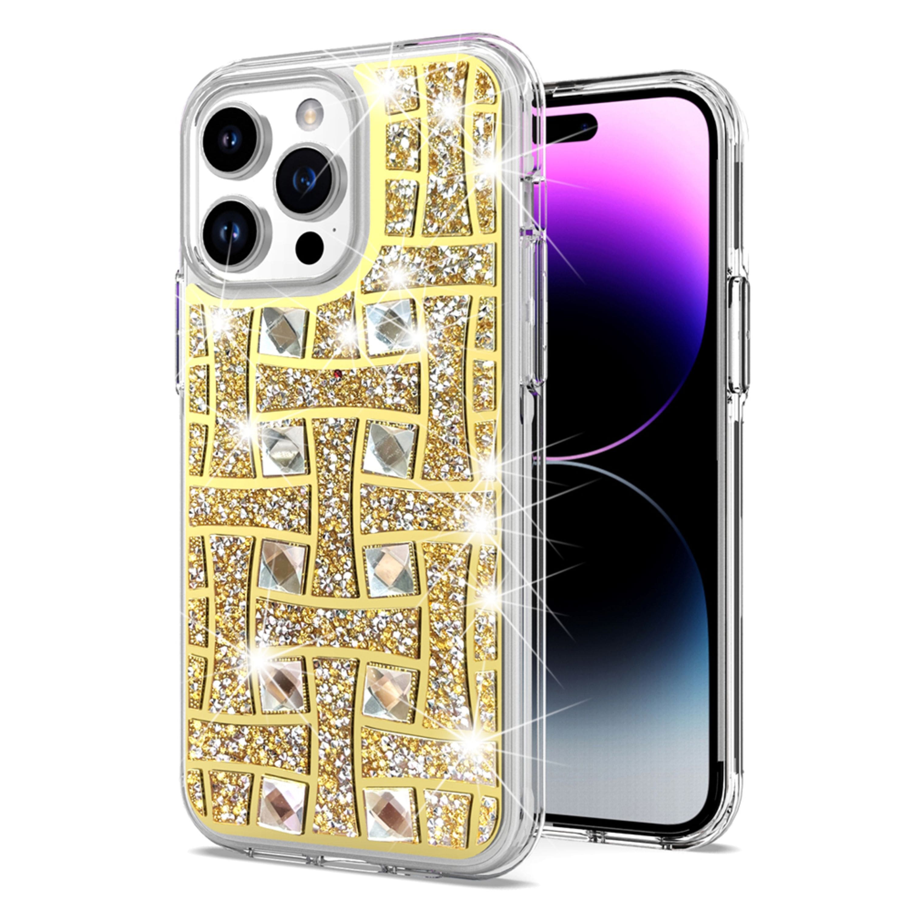 Kitcheniva - Shimmering Bling Hybrid Case With 2 Pcs Tempered Glass For iPhone 15 Pro I - Gold price history on PriceWatchPro