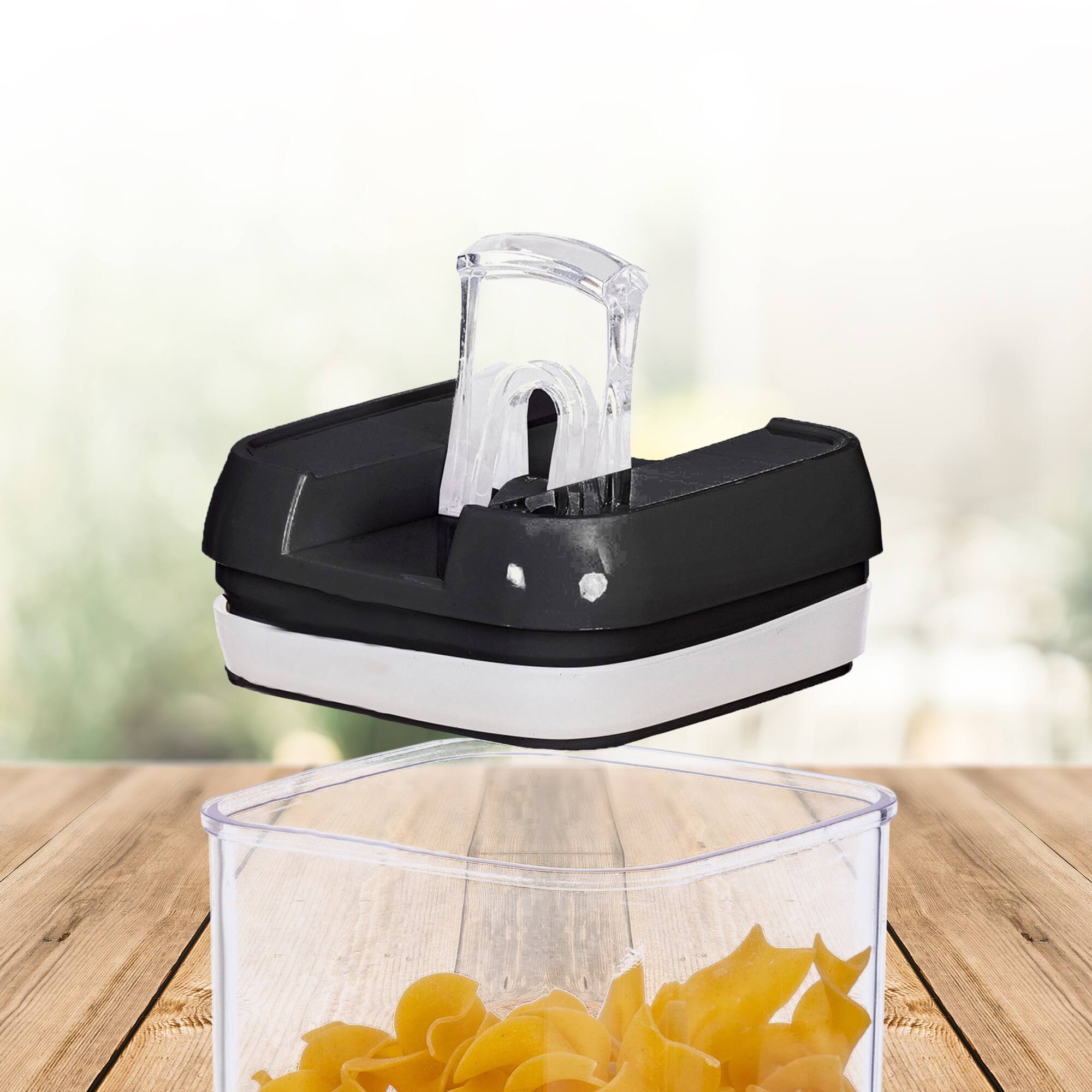 Alt View 1. Cheer Collection - 1.9-Liter Airtight Pantry Food Storage Containers with Labels, 4-Pack, Black - No Color Family.