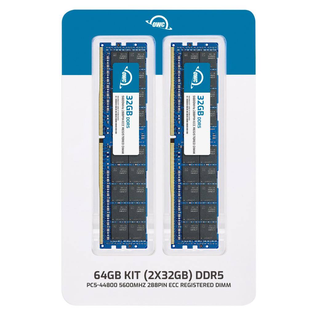 OWC S600 32GB 280 ECC DDR5 REGISTERED DIMM  
OWC S600MHe 32GB 288PIN 33 DDR5 REGISTERED DIMM  
64GB KIT (2X32GB) DDR5 PC5-44800 5600MHZ 288PIN ECC REGISTERED DIMM