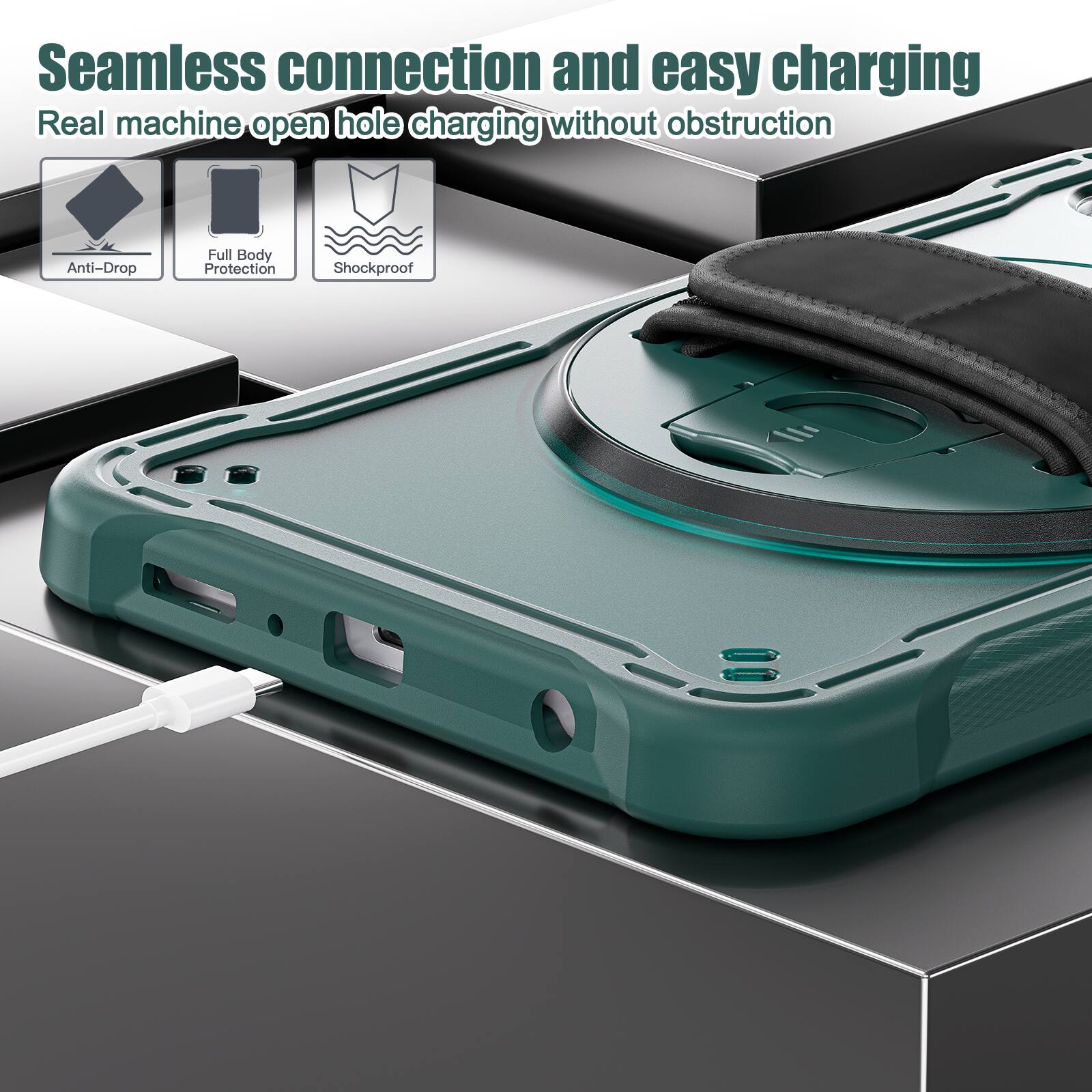 Seamless connection and easy charging  
Real machine open hole charging without obstruction  
Anti-Drop  
Full Body Protection  
Shockproof