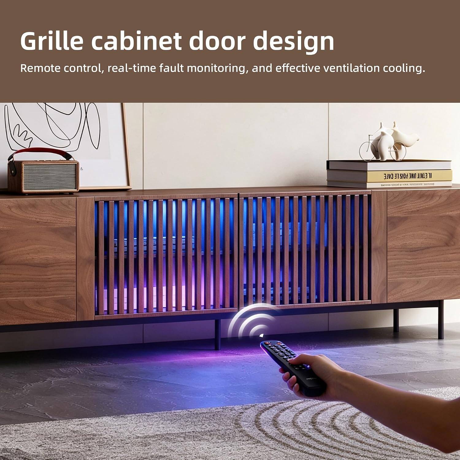 Grille cabinet door design  
Remote control, real-time fault monitoring, and effective ventilation cooling.