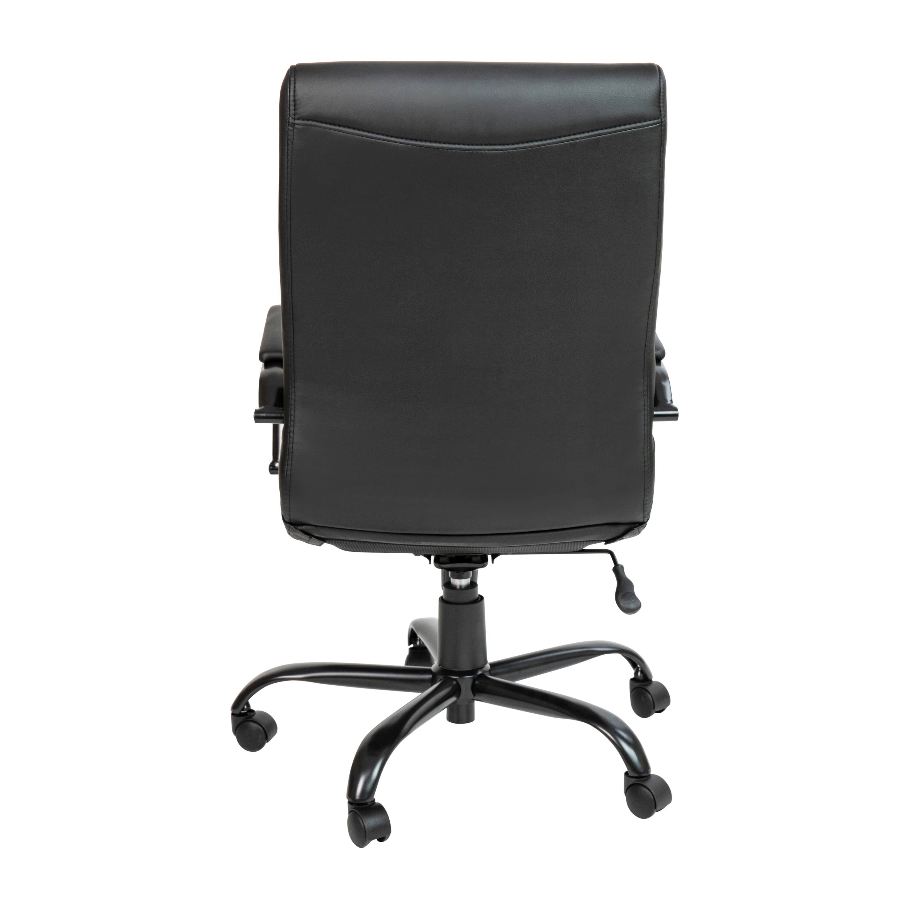 Alt View 5. Emma + Oliver - High Back Executive Swivel Office Chair with Metal Frame and Arms - Black LeatherSoft/Black Frame.