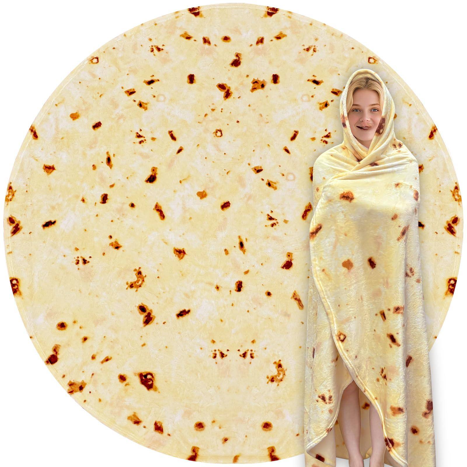 Front. Fabibe - Burritos Tortilla Throw Blanket Double Sided 71 Inches For Adult Novelty Realistic Round Food Wrap Funny Gifts... - Default.