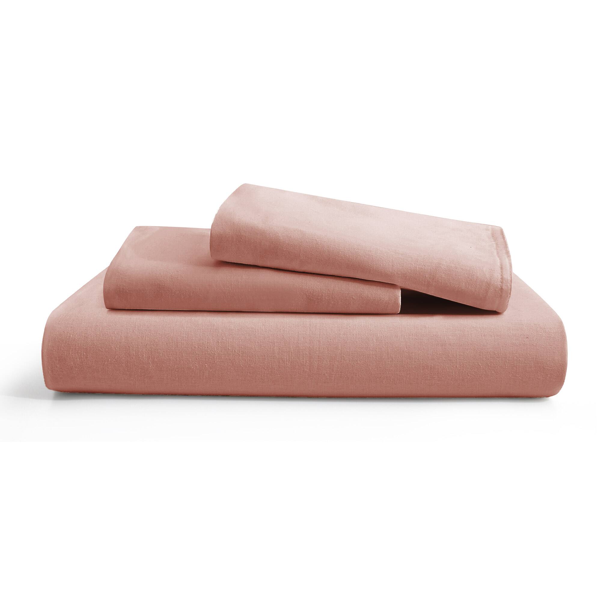 Alt View 1. Peace Nest - Peace Nest Linen Cotton Blend Duvet Cover Set, Pink, King - Pink.