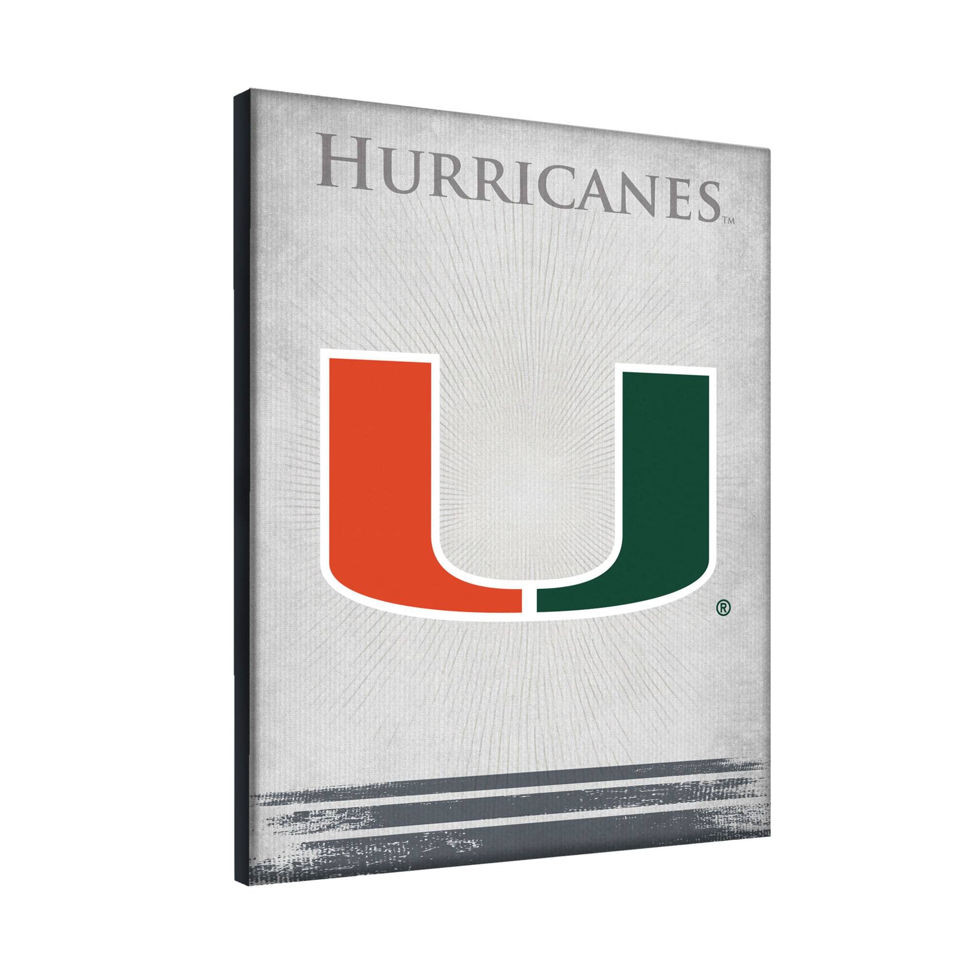 Alt View 1. Holland Bar Stool Co. - Miami Hurricanes 24" x 32" Printed Canvas Art - White.
