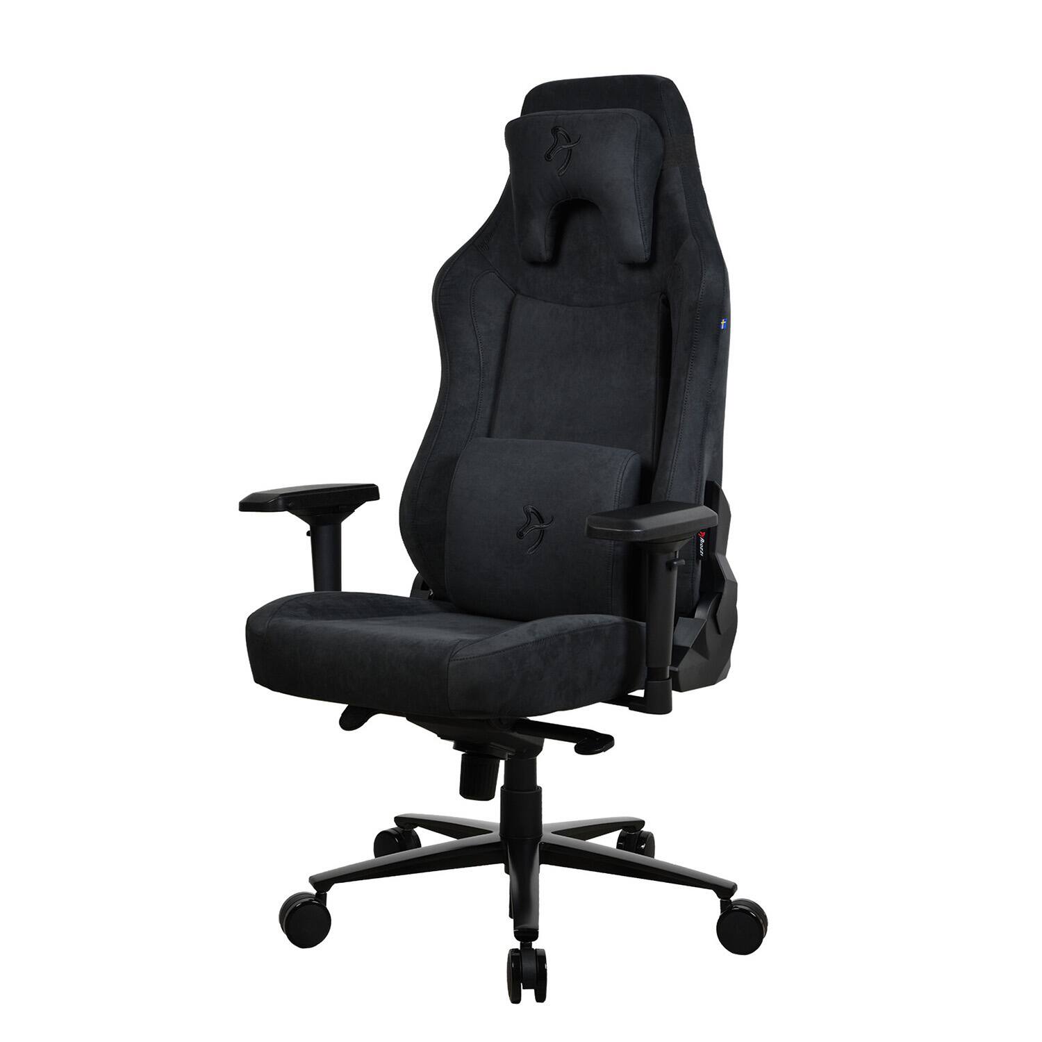 Left. Arozzi - Vernazza Series Top-Tier Premium XL Supersoft Upholstery Fabric Gaming Chair - Pure Black.