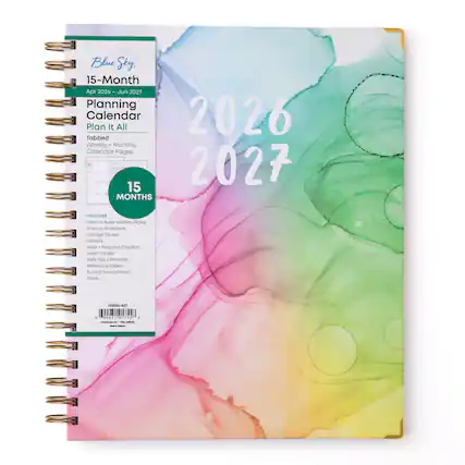 Blue Sky 15-Month Apr 2026 - Jun 2027 Planning Calendar Plan It All 2026 Tabbed Weekly + Monthly Calendar Pages OCL 2027 15 MONTHS
INCLUDES Snap-In Ruler w/Sticky Notes Snap-In Bookmark Storage Pocket Stickers Work Personal Checklist Habit Tracker Daily Top 3 Priorities Reference Pages Budget Spreadsheet Notes
153352-A27
4 99931 91755 8 www.deip.com
