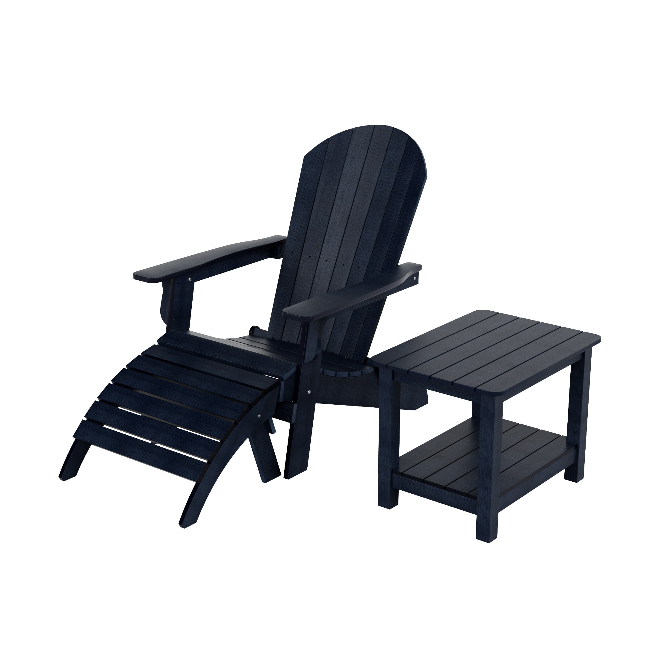 WestinTrends - Tuscany 3-Piece HIPS Outdoor Folding Adirondack Seashell Chair With Folding Ottoman And Side Table - Navy Blue price history on PriceWatchPro