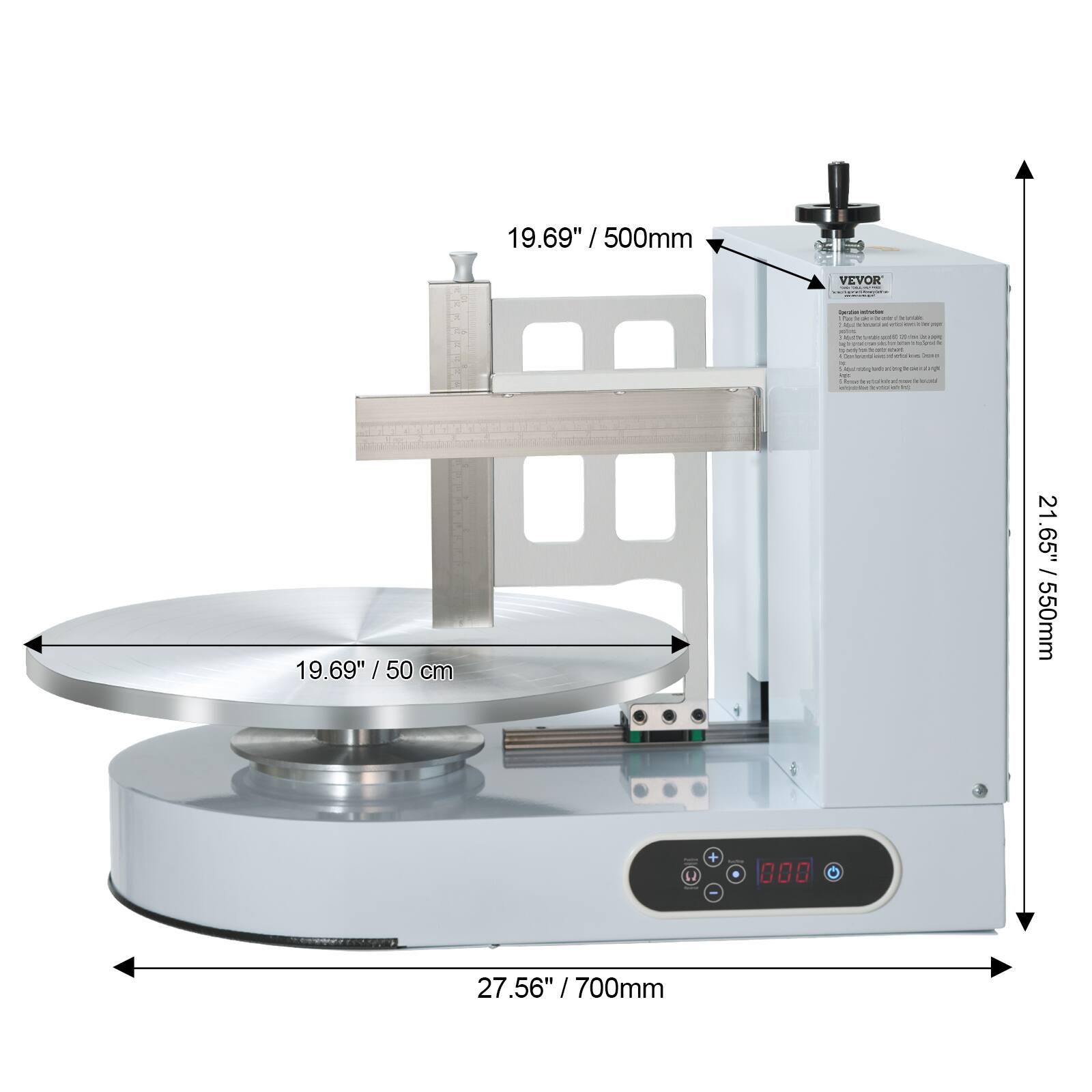 19.69" / 500mm  
19.69" / 50 cm  
21.65" / 550mm  
27.56" / 700mm