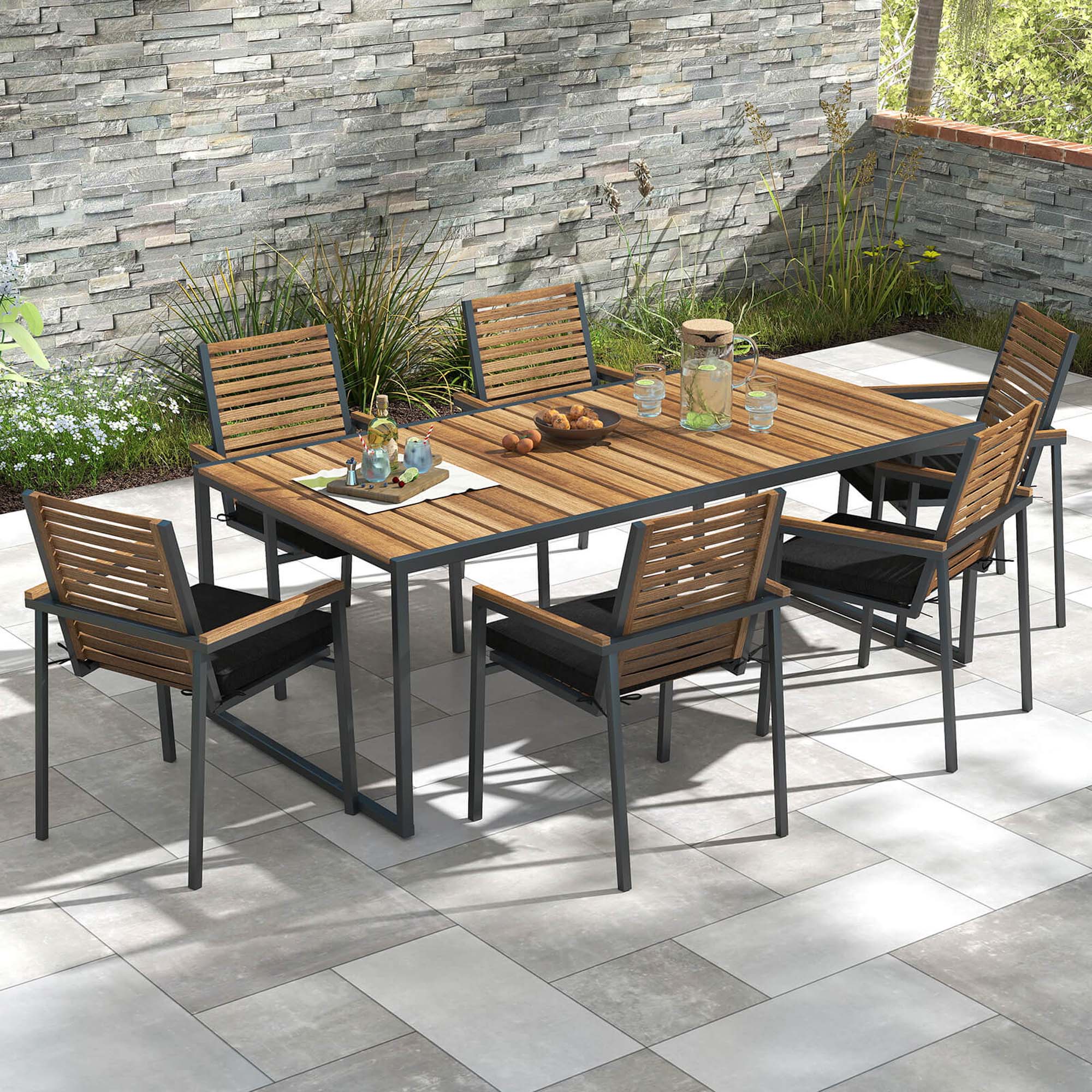 Alt View 4. Costway - Costway Outdoor Chair Cushion Set of 2 Waterproof Fade-Resistant Olefin Seat Cushions - Black.